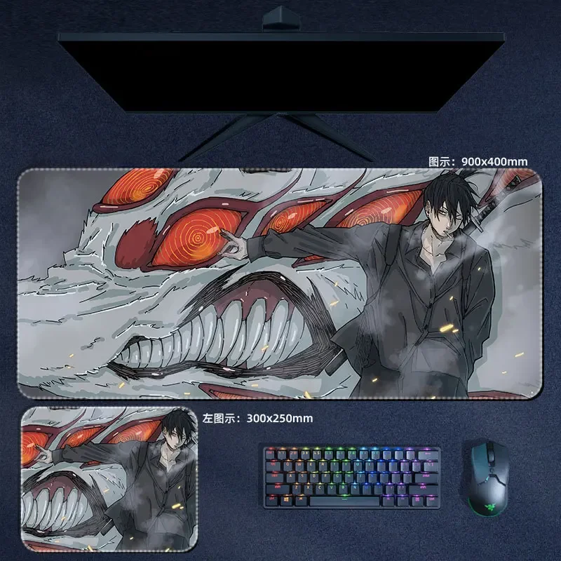 Imagem -06 - Grande Anime Chainsaw Demon Mouse Pad Makima Poder Aki Denji Computador Laptop Gamer pc Jogos Acessórios Desk Mats