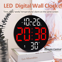 LED Large Digital Wall Clock  with Remote Control Temperature Date Week Display Two Clocks Timing Clock for Bedroom Home Decor