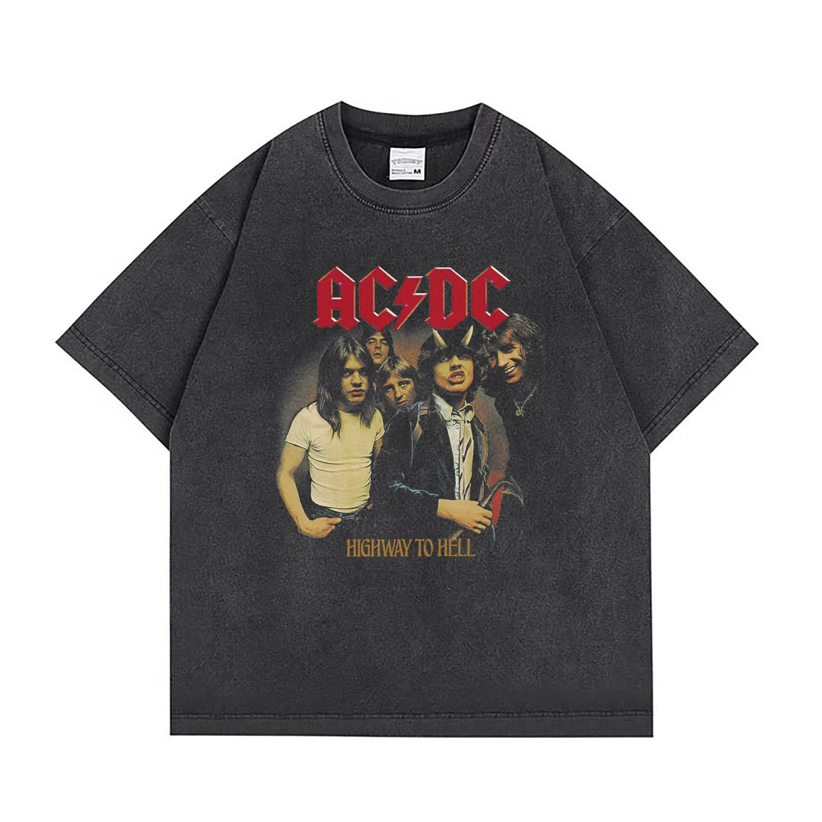 ACDC Highway To Hell Album T-Shirt Band Metal Punk Rock Retro Summer Short Sleeves Printed Cotton Men's Clothing Tops Shirt