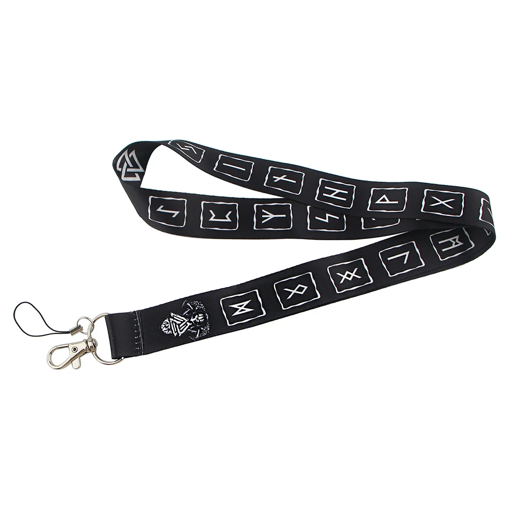 

ER628 Cool Viking Rune Painting Art Key Chain Lanyard Neck Strap For Phone Keys ID Card Creative Lanyards Card Holder