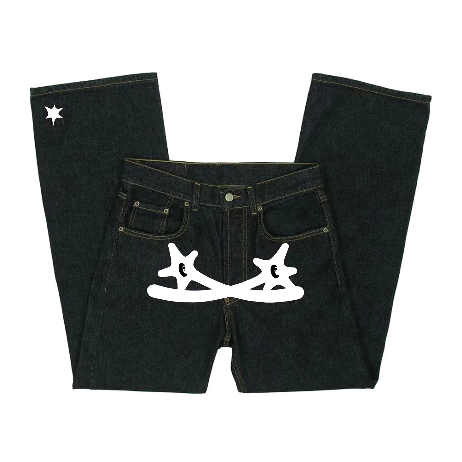 American style streetwear protect graphic jeans men high street denim pants harajuku y2k straight wide leg jeans men clothing