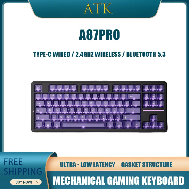 

Atk A87 PRO Mechanical Keyboard Wireless Bluetooth Rgb Ultra-Low Latency For Esports Gaming Computer Office 87 Key Layout Gasket