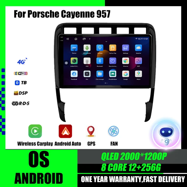 Radio samochodowe z Androidem 16, odtwarzacz multimedialny z WIFI do Porsche Cayenne 957/955 2002 - 2010, jednostka główna GPS Autoradio Carplay BT