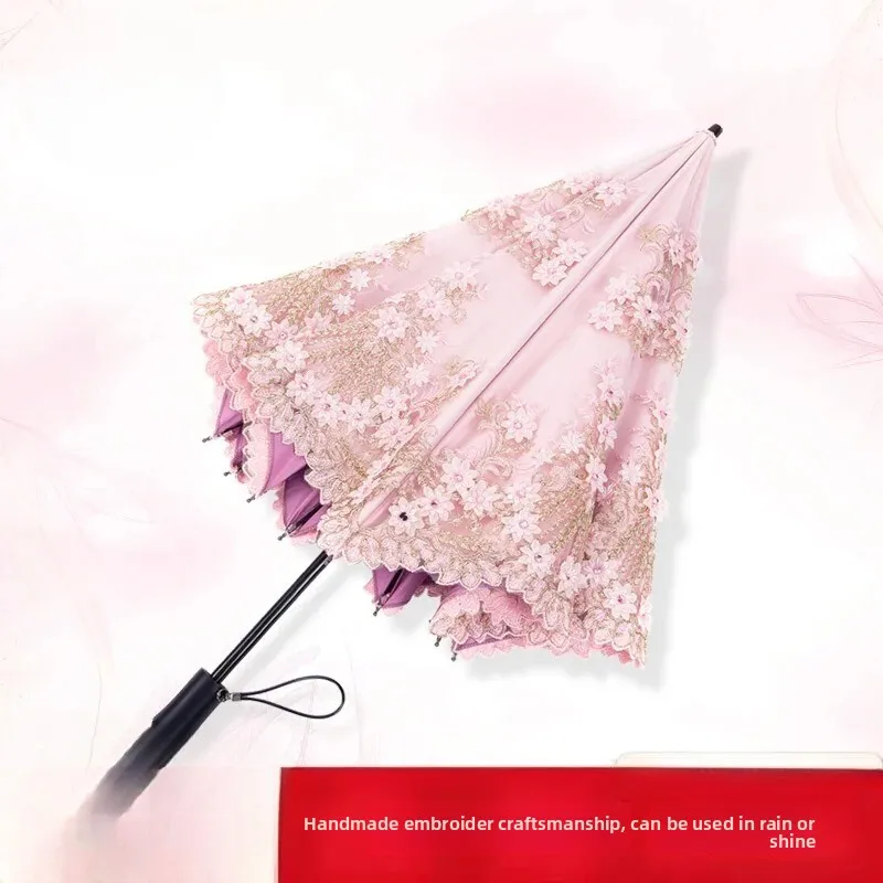 

Good Dream Parasol, UV Protection Princess Umbrella, Embroidered Double-Layer Rain and Weather Lace Sun Umbrella for Women