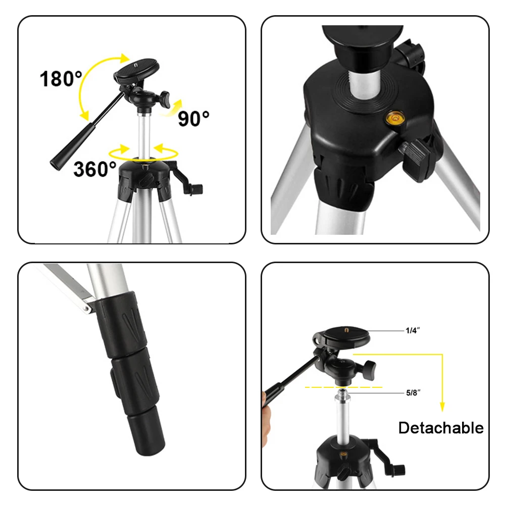FIRECORE Tripod For Laser Level 1.56M 1/4" Interface 360° Adjustable Aluminum Laser Level Bracket