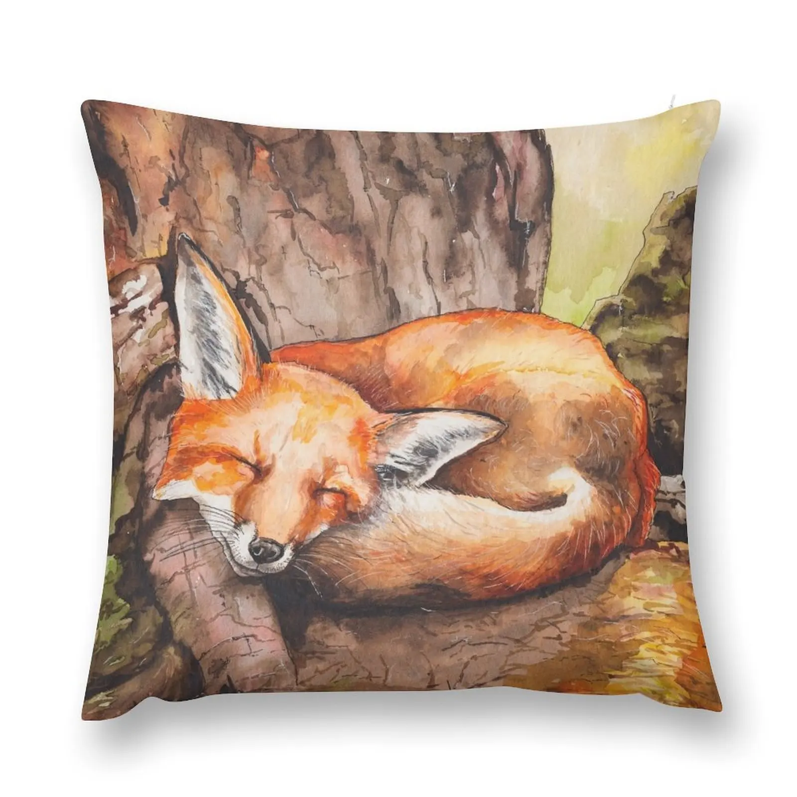 Slumbering fox Throw Pillow autumn pillowcase autumn decoration pillow