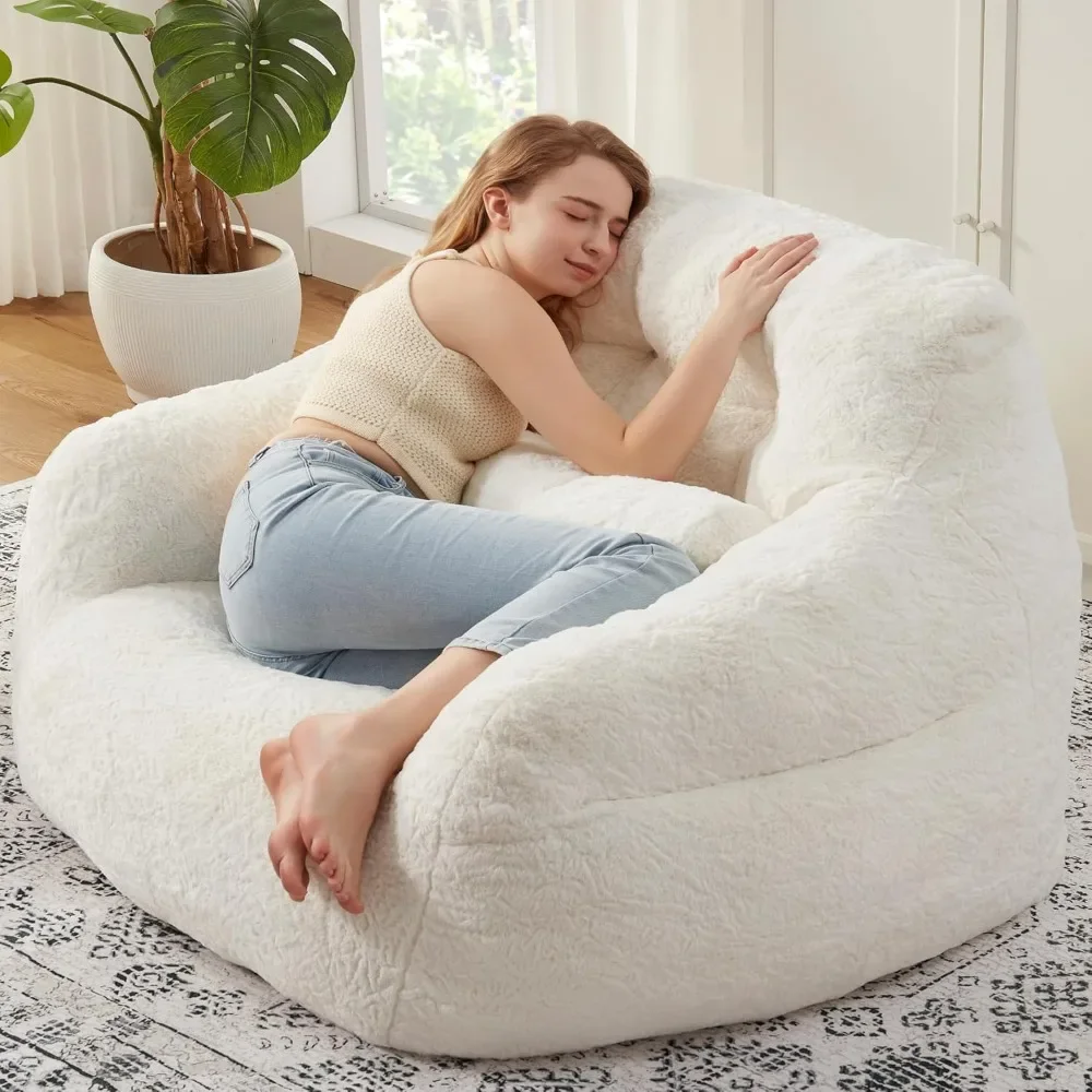 Gigantische zitzakstoelen voor volwassenen met vulling Comfortabele grote zitzakfauteuil met armleuning Pluche zachte zitzak Luie bank