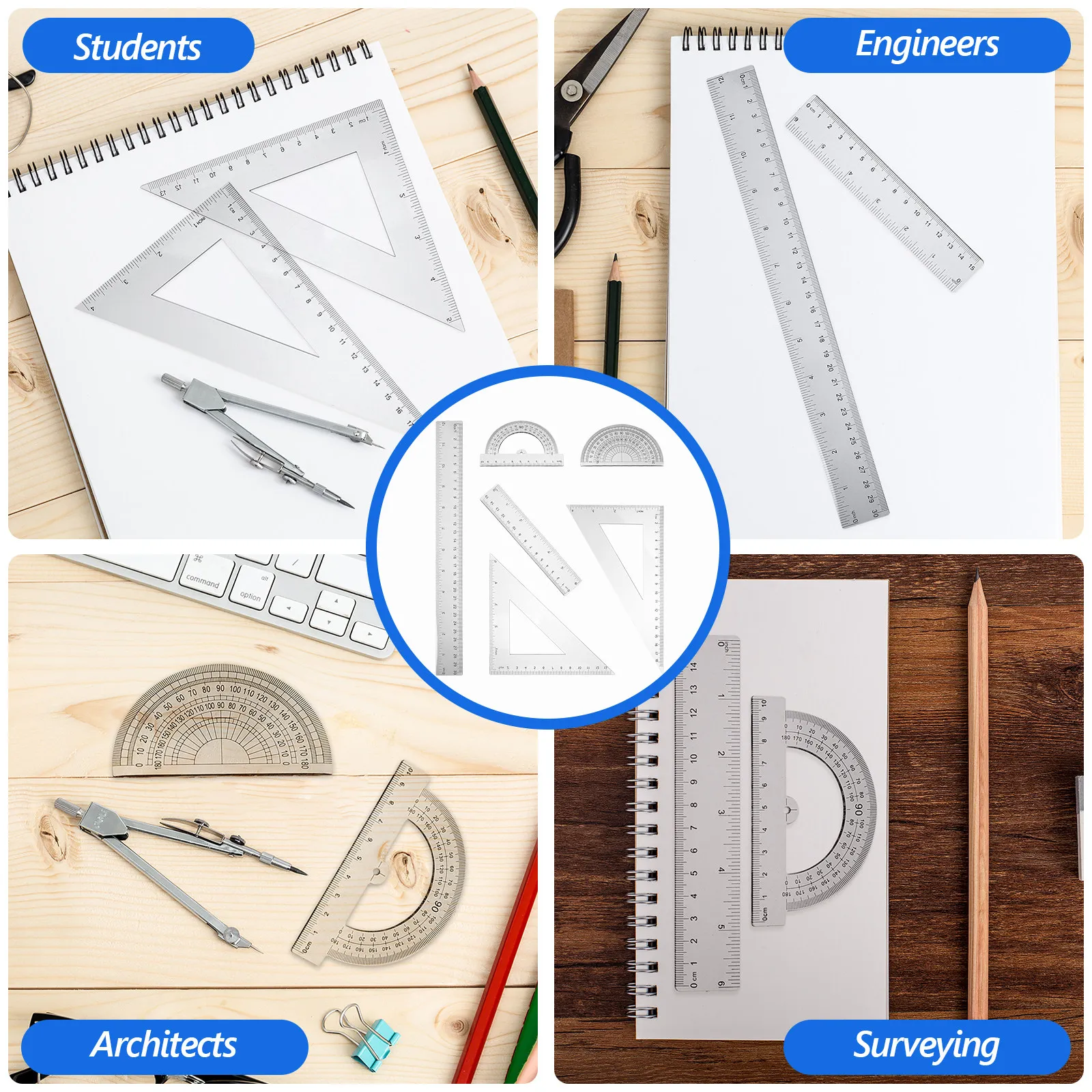1SET Geometry Protractor Ruler School Drawing Tool Halloween Christmas Geometry Tool Set Drafting Ruler Set 2Sets