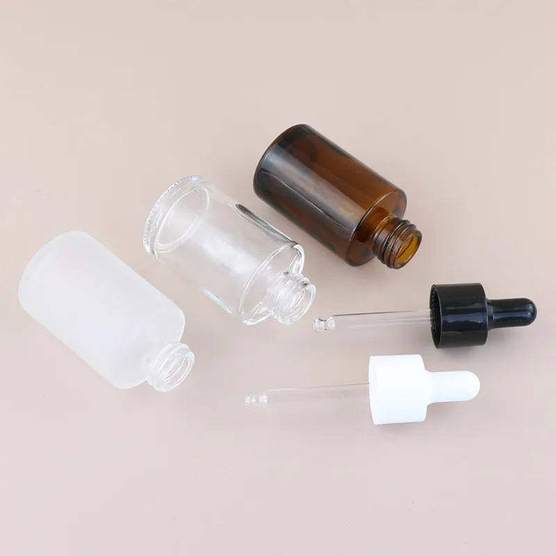 Empty Dropper Bottle Brown/Clear/Matte Essential Oil Glass Aromatherapy Liquid 20/30/50ml Drop for Massage Pipette Refillable