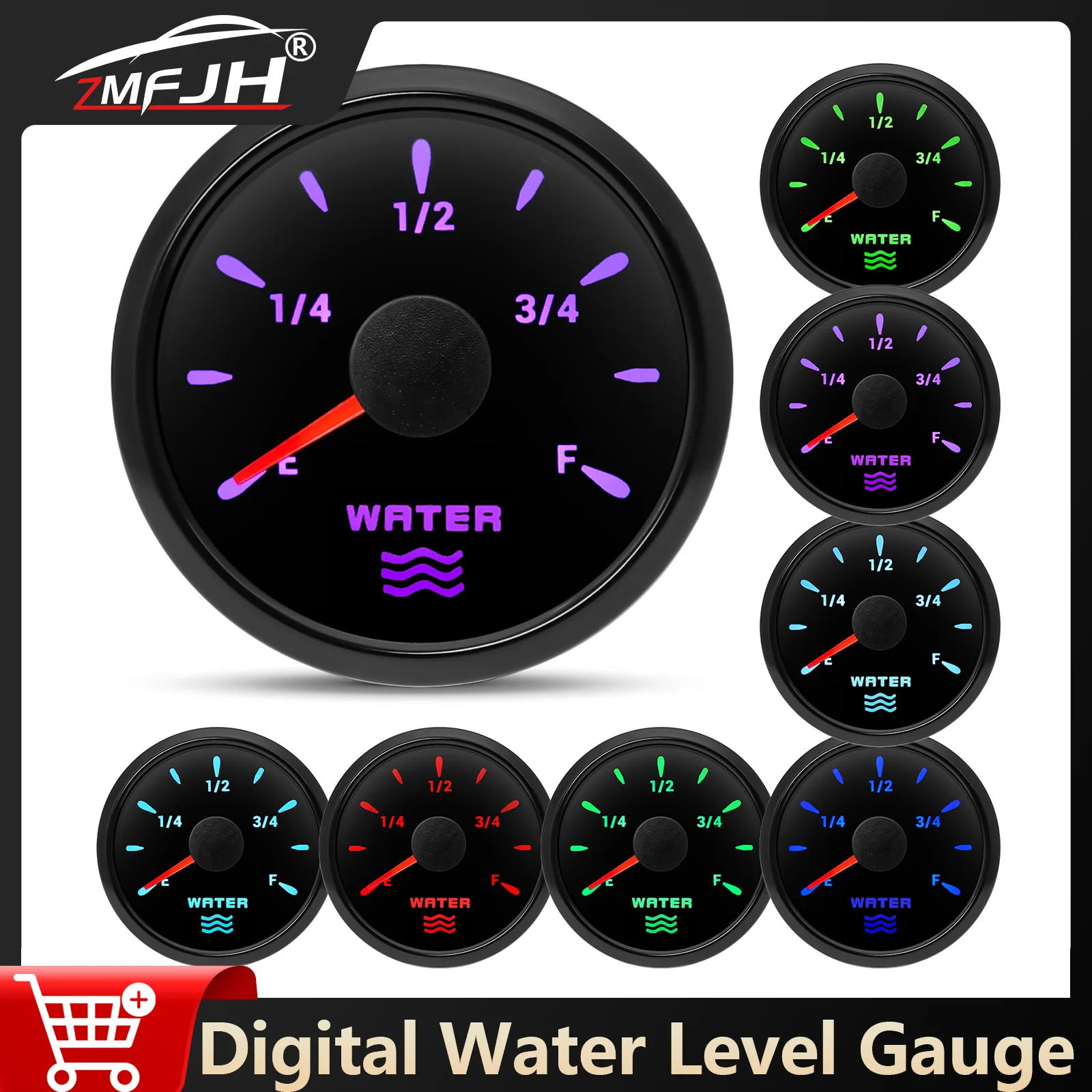 

7-цветная подсветка, 52 мм, датчик уровня воды 0-190 Ом, 240-33 Ом, датчик уровня воды в морской лодке, автомобиля, грузовика