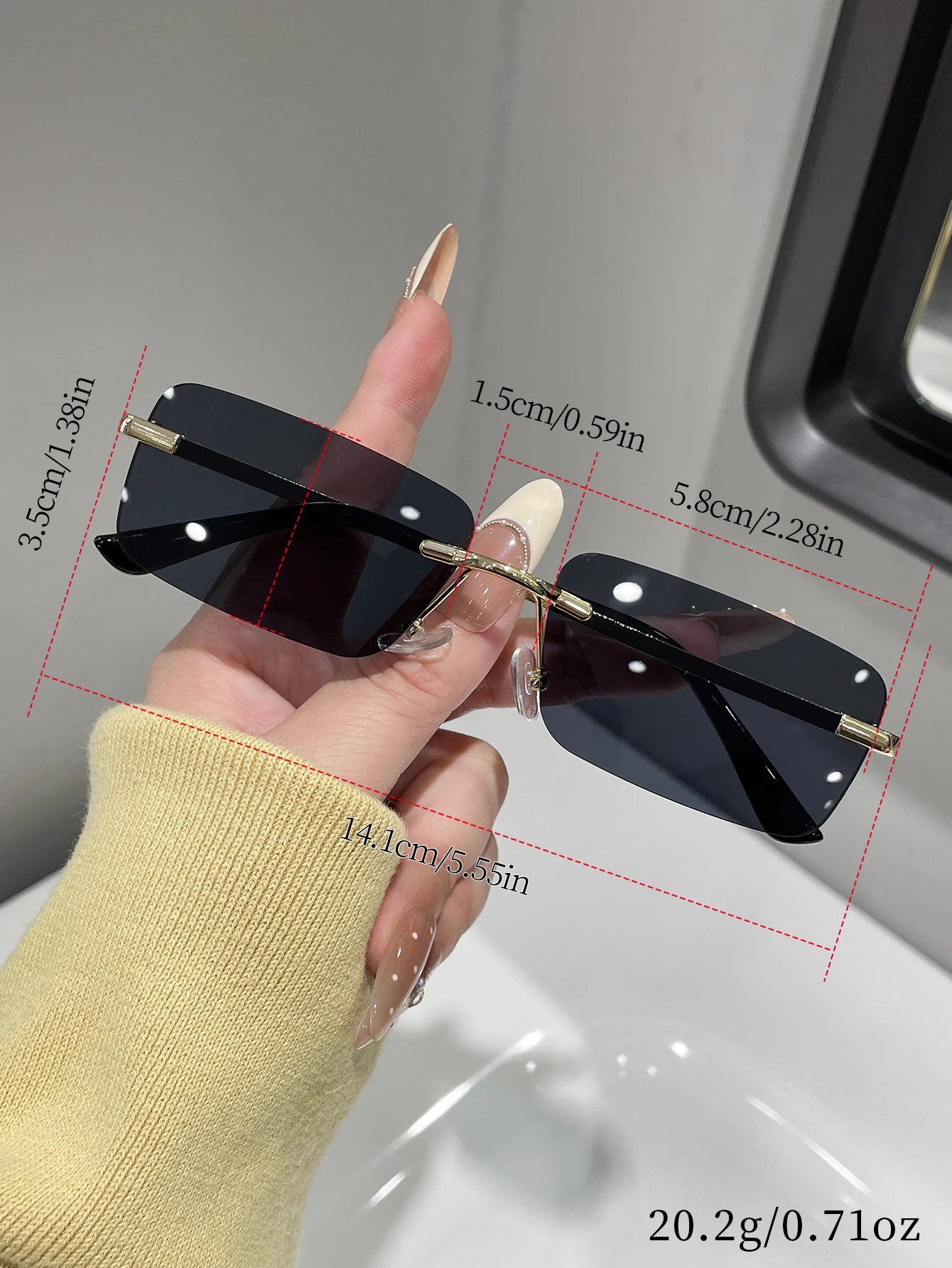 UV400 Simple Rectangular Frame Fashion Glasses Y2K Basic Style Suitable for Daily Commuting
