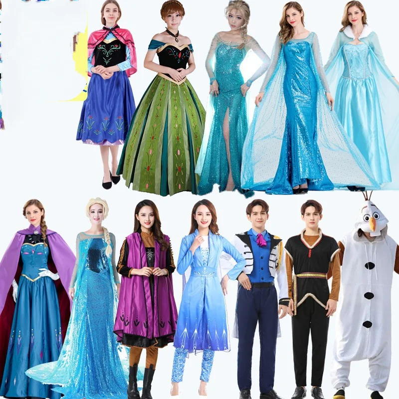 Anna Elsa Prinzessinnenkleid für Damen Karneval Erwachsene Herren Cosplay Hans Outfits Elsa Prinzessinnenkleid Halloween-Kostüm ﻿