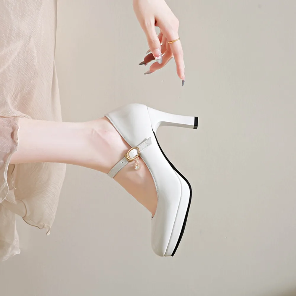 2025, schwarze High Heels für Damen, Frühlings-Freizeitschuhe, Damen-High-Heels, einfarbig, Keilschuhe, Übergröße, High Heels, Größe 34–42 – Detail 7