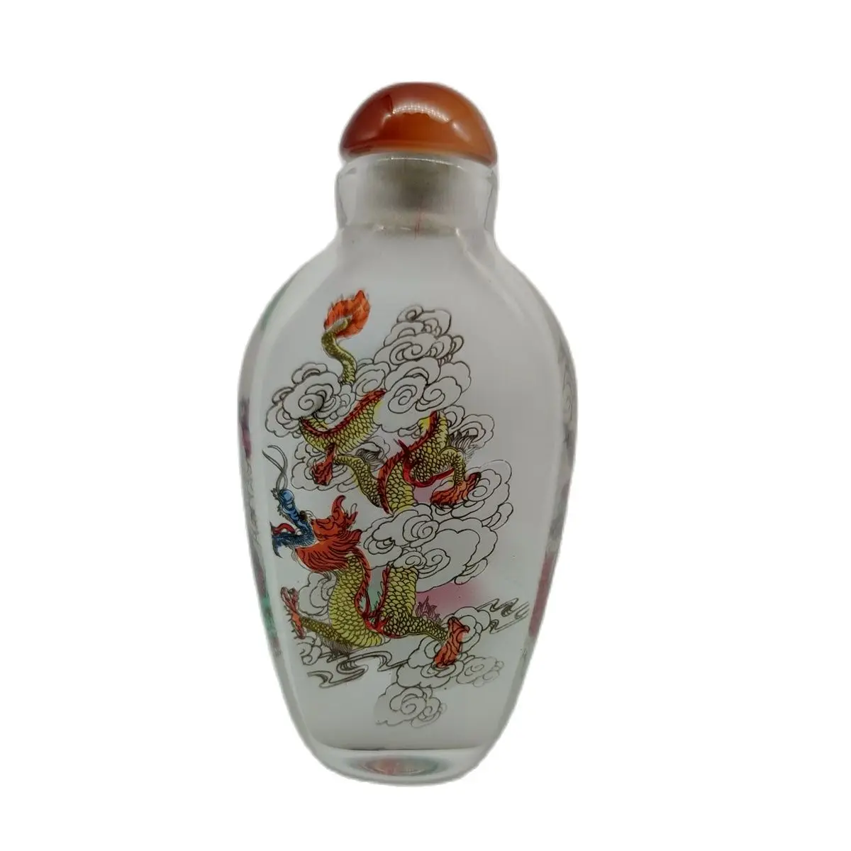 old chinese inside painting snuff bottle galze dragon Painted Glass gifts snuffbox peking christmas glaze clear