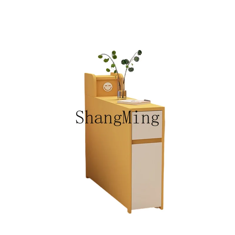 SM Smiley Face Sofa Side Cabinet Sideboard Solid Wood Living Room with Charging Simple Modern Narrow Storage Organizer Mobile