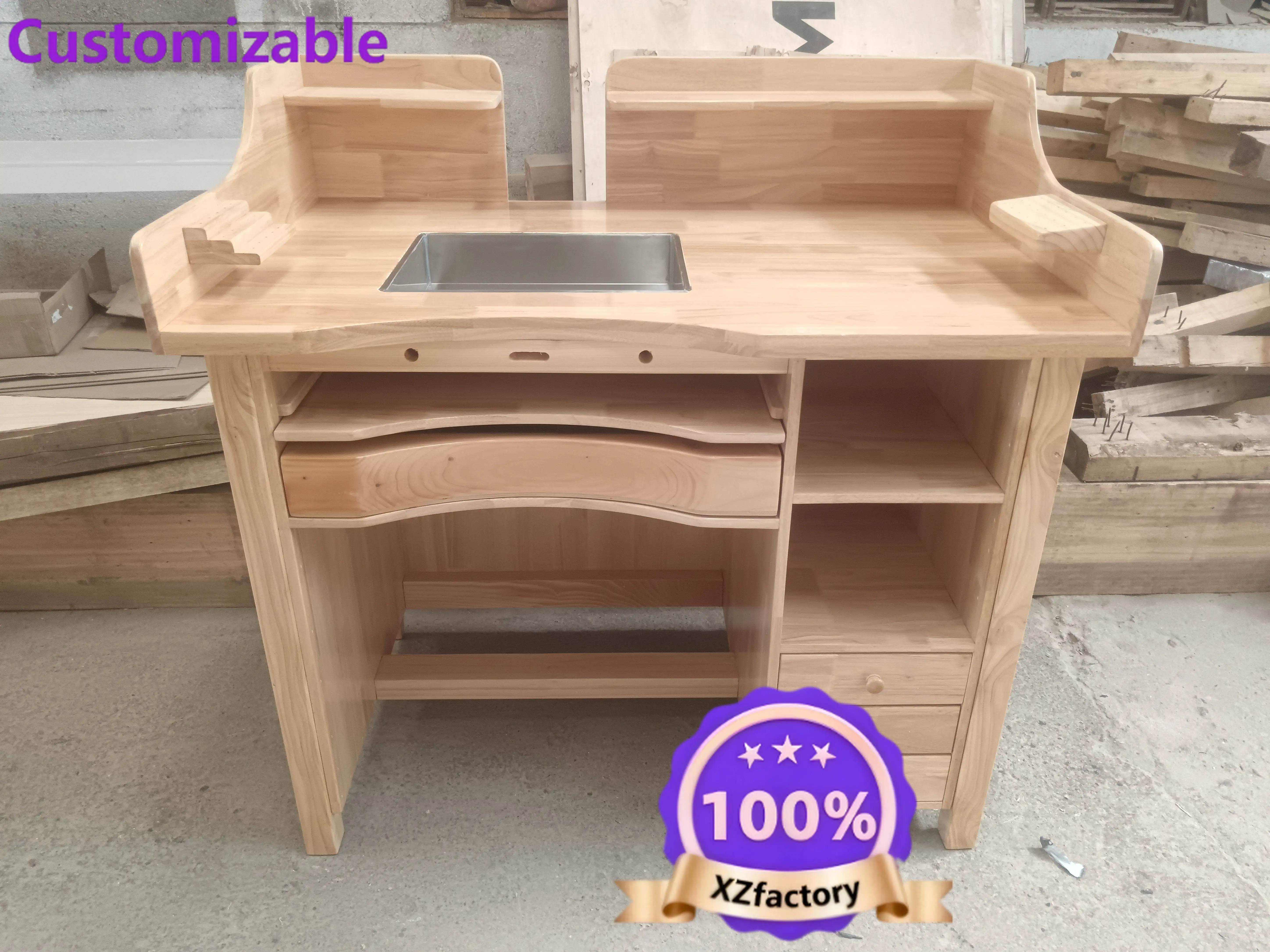 Factory Direct 2026 [New product] Gold and silver solid wood metalworking jewelry metalworking jewelry operation table handmade