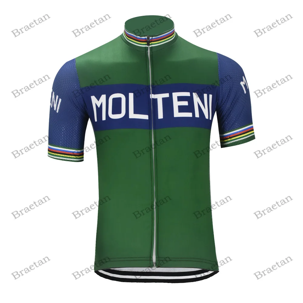 Molteni Retro Cycling  Jersey Summer Short Sleeve Clothing Full-zipper