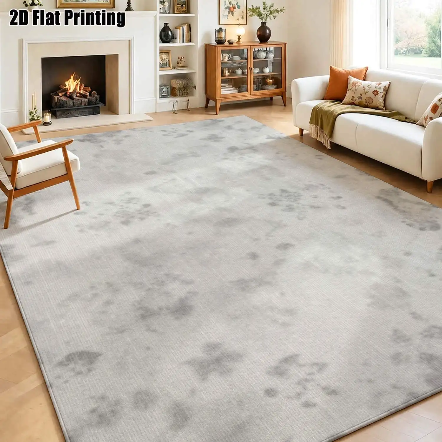 1Pc 2D Printed Light Gray Abstract Spot Nordic/Instagram/Modern Minimalist/European/Vintage Carpet, Multi-Size, Machine Washable, Ideal for Entrance, Dining, Foyer, Bedroom, Living Room as a Floor Mat/Home Decor