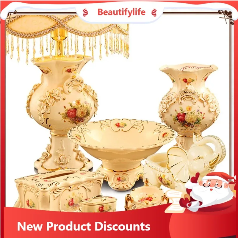 

d06 European Style Vase Light Luxury Porcelain Decoration Living Room Luxurious Flower Arrangement High-end Nordic Creative