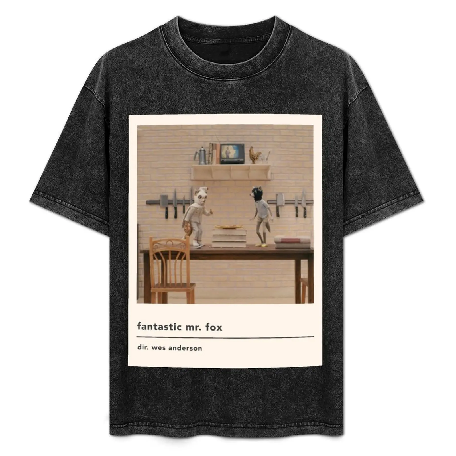 minimalist fantastic mr fox movie poster T-Shirt hippie clothes oversized vintage clothes heavy weight t shirts for men