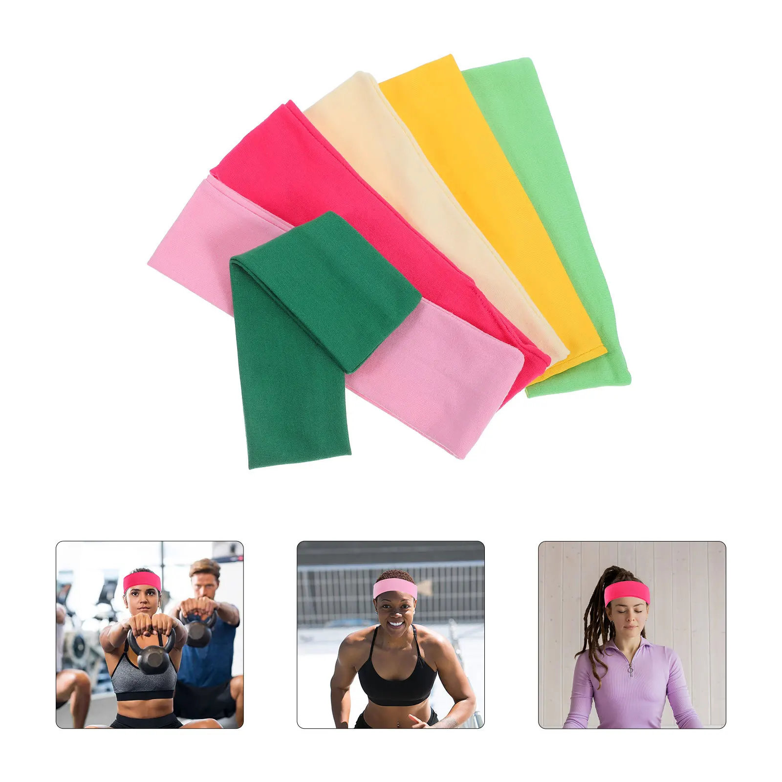 6 قطع من عصابات الرأس المرنة لليوجا للنساء، أربطة شعر رياضية للياقة البدنية، ملحقات تمرين ناعمة قابلة للتمدد