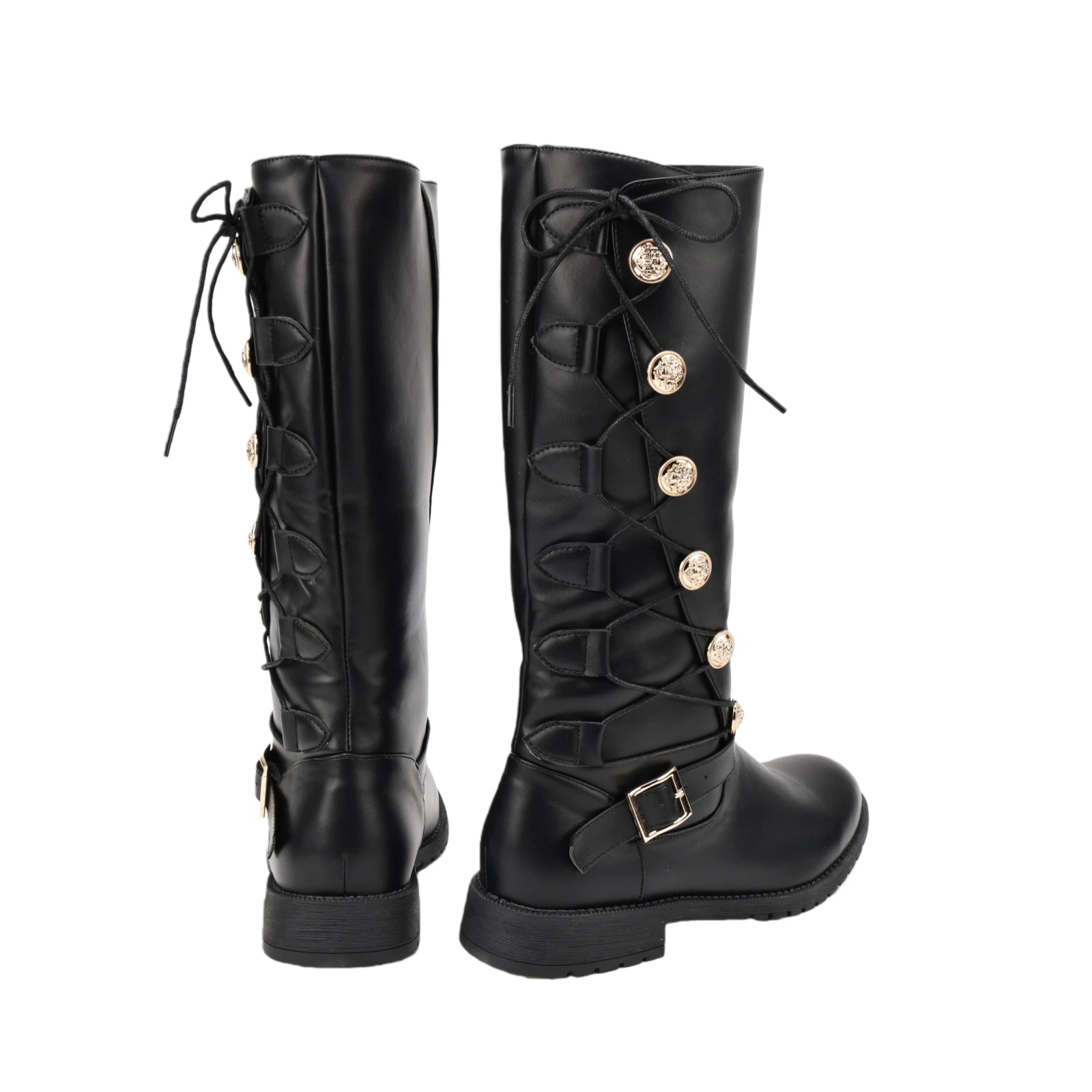 Medieval Steampunk Retro Men Zipper PU Leather Viking Pirate Boots Retro Botton Knight Hunter Carnival Party Cosplay Shoes 6