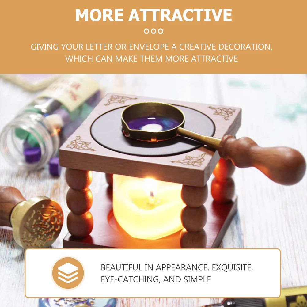 

Exquisite Wax Seal Stamp Furnace Portable Coffee Colored Durable Reusable Envelope Sealing Home Decoration Wax Seal Warmer