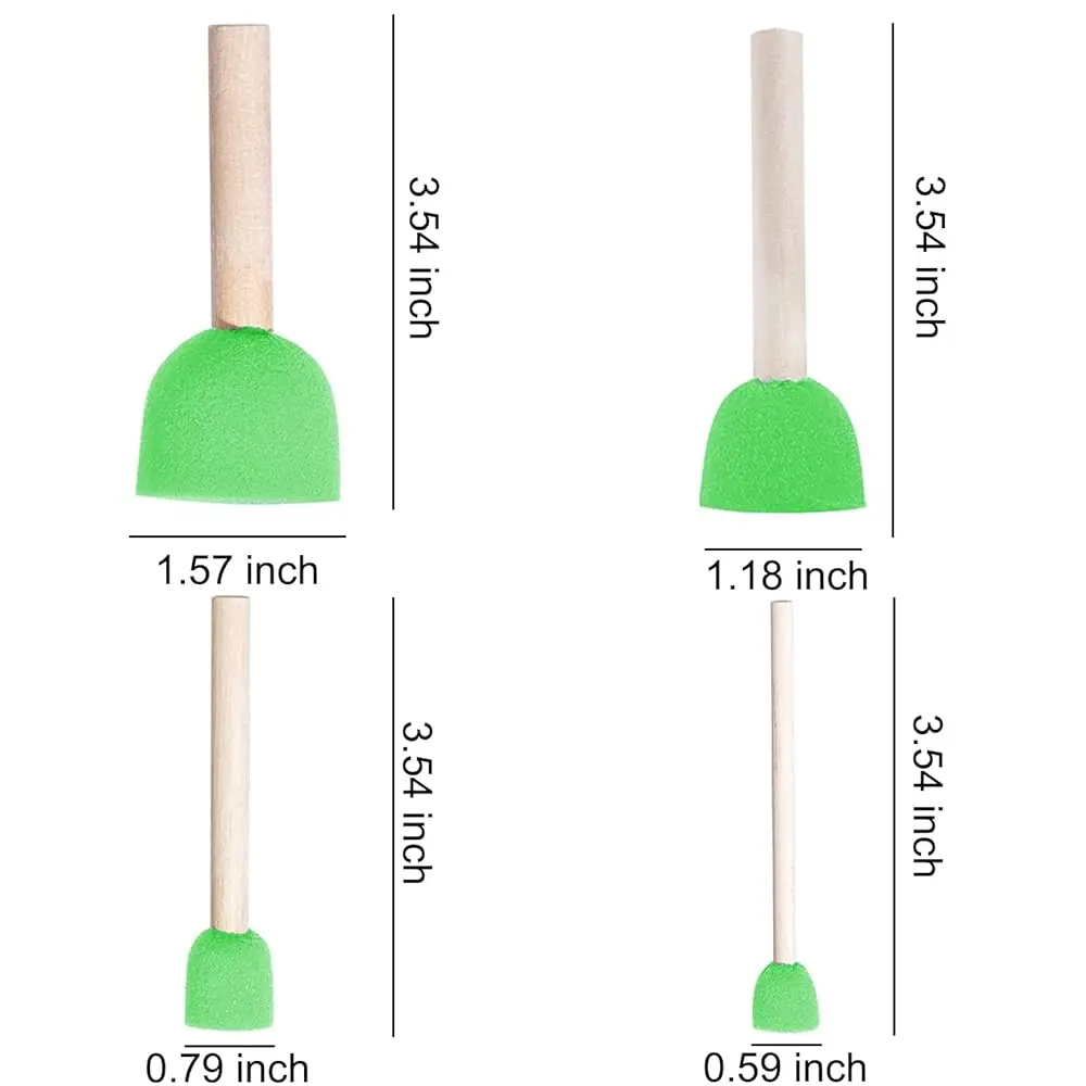 40 Pcs Assorted Size Round Sponges Brush Set, 4 Size Diy Paint Tools For Kids – Green