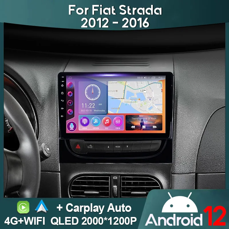 

MAMSM Car Radio For Fiat Strada 2012 - 2016 Android 12 Multimedia Video Player GPS 4G Carplay Autoradio 2K QLED Head Unit DSP