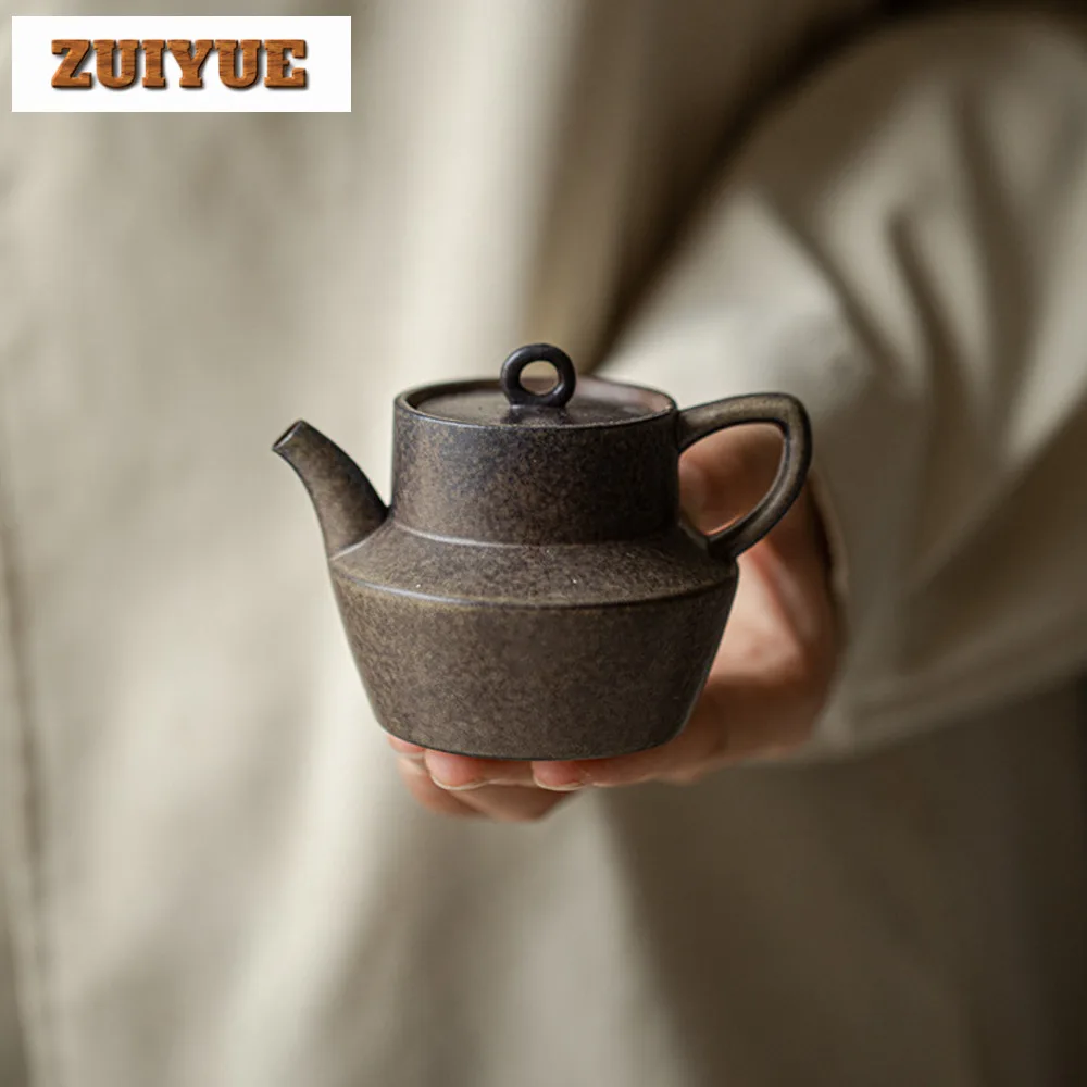 

130ml Blackcurrant Purple Tea Pot Handmade Coarse Pottery Teapot Zen Pot Tea Making Kettle Tea Items Equipment Decoration Gifts