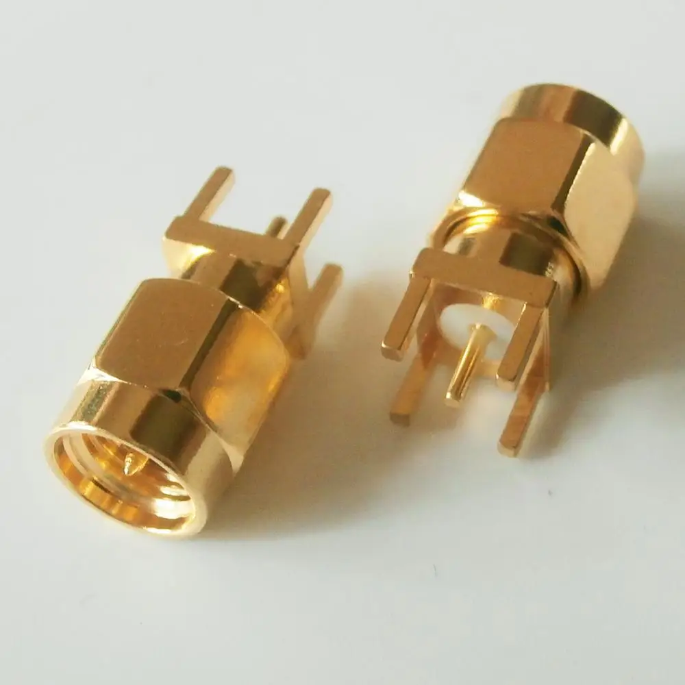 

1X Pcs RF Connector Socket SMA male plug Solder PCB mount straight 5.08mm GOLD Plated Coaxial RF Adapters