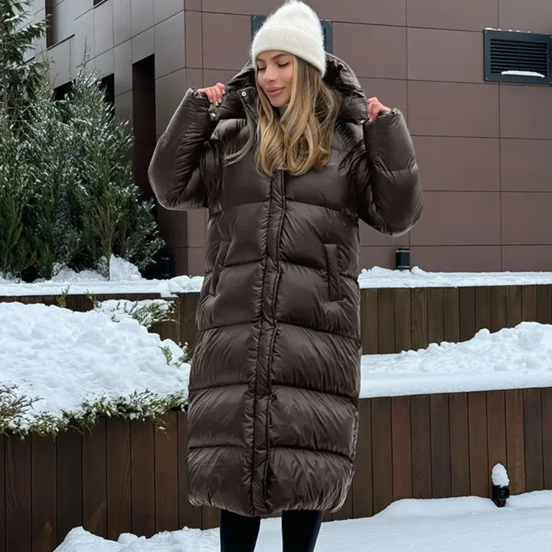 

Talenza Women's New Winter Extra Long Hooded Parkas Vintage Cotton Quilted Coats Jacket Heavyweight Over-the-Knee Warm Outerwear