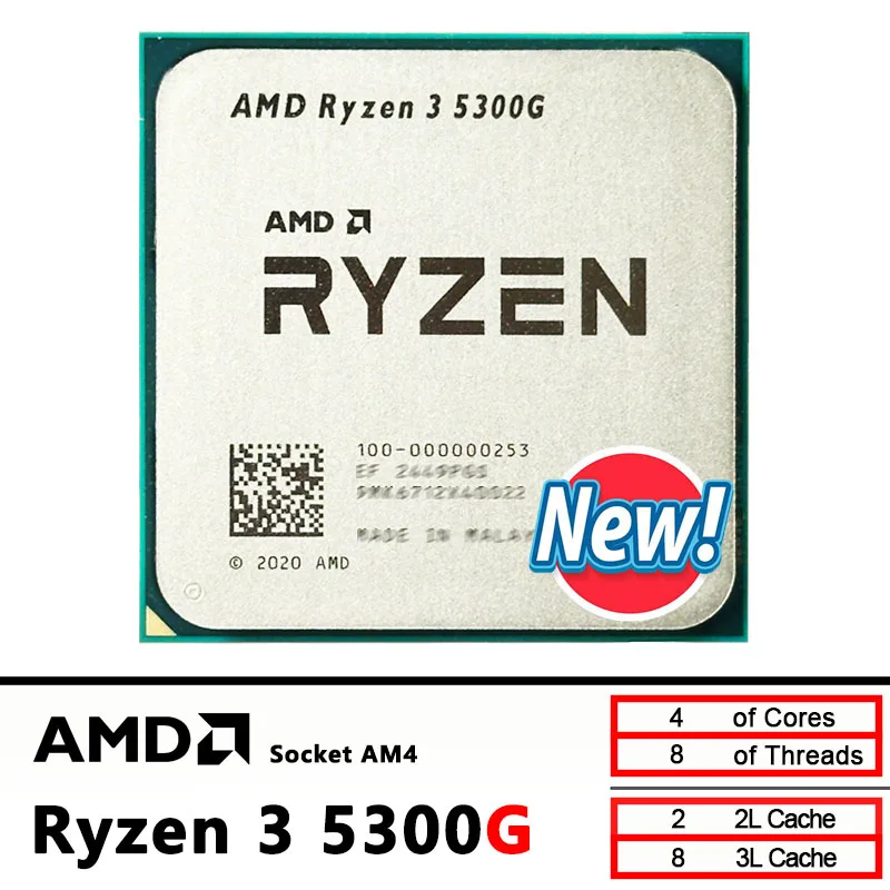 

AMD Ryzen 3 5300G New R3 5300G 4GHz Four-Core Eight-Thread for AM4 but without cooler