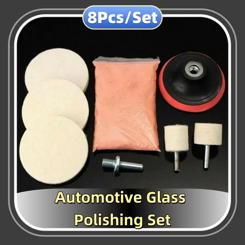 

8Pcs/Set 4 OZ Cerium Oxide Powder Watch Glass Screen Windows Polishing Kit Cleaning Scratch Removal Polishing Backing Pad