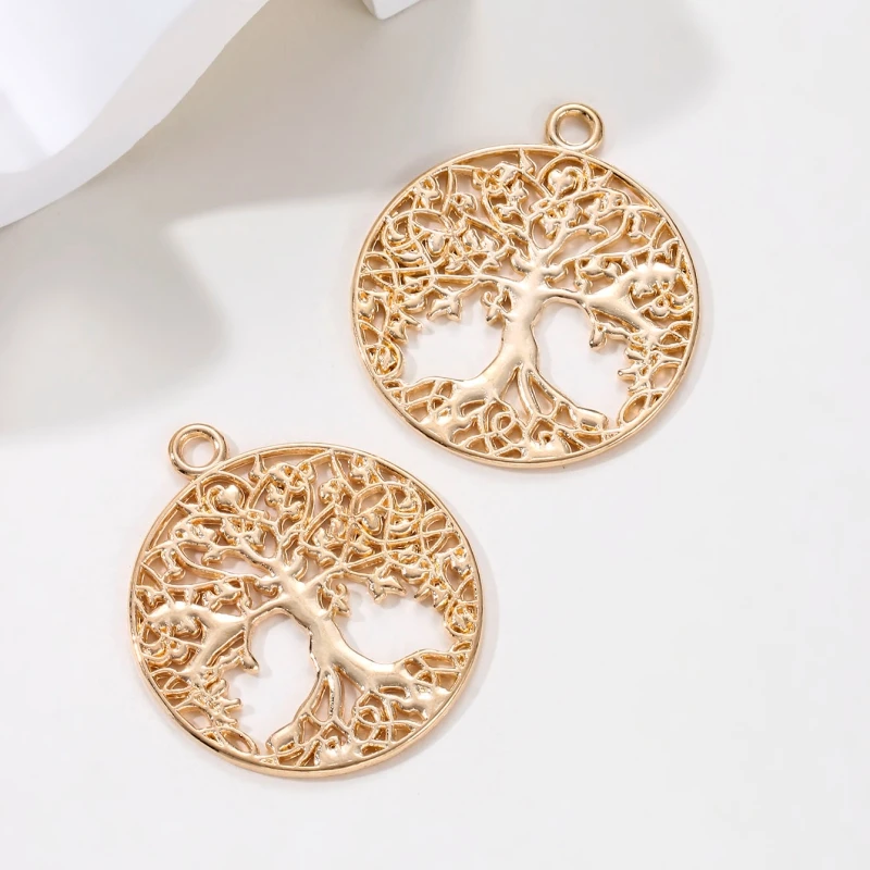 5pcs New Fashion Life Tree Alloy Charms Gold Color Great Plant Pendants For Making Handmade DIY Findings Jewelry Accessories