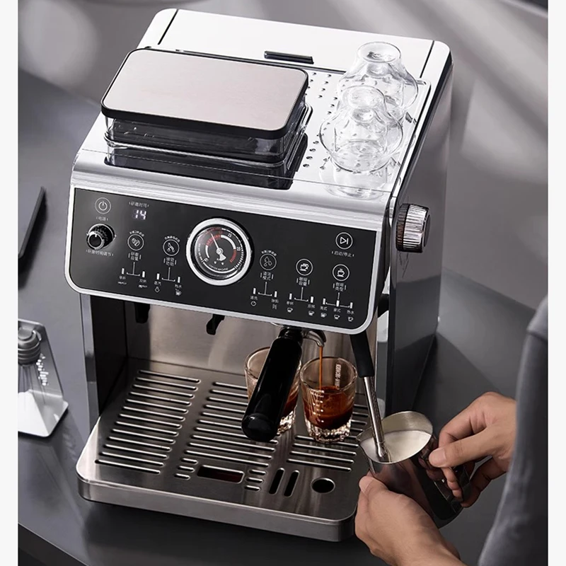 연마기 우유 거품 이중 펌프 포함 반자동 에스프레소 메이커, 에스프레소 카푸치노용 PID + NTC, 3in 1