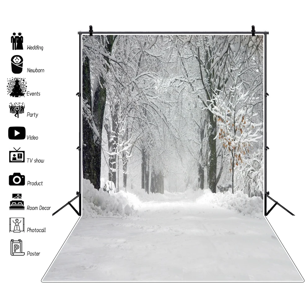 Winter Forest Backdrop for Photography Snow Scenery Snowflake Natural Landscape Christmas Baby Portrait Backgound Photo Studio