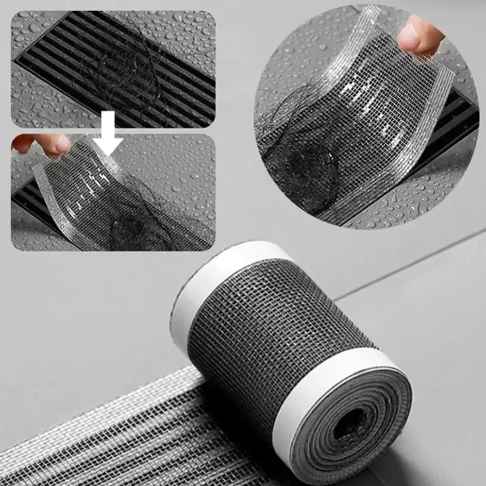 Disposable Hair Drain Catcher Mesh Cutable Anti-blocking Shower Self-Adhesive Floor Drain Stickers for Bathroom Kitchen Sink
