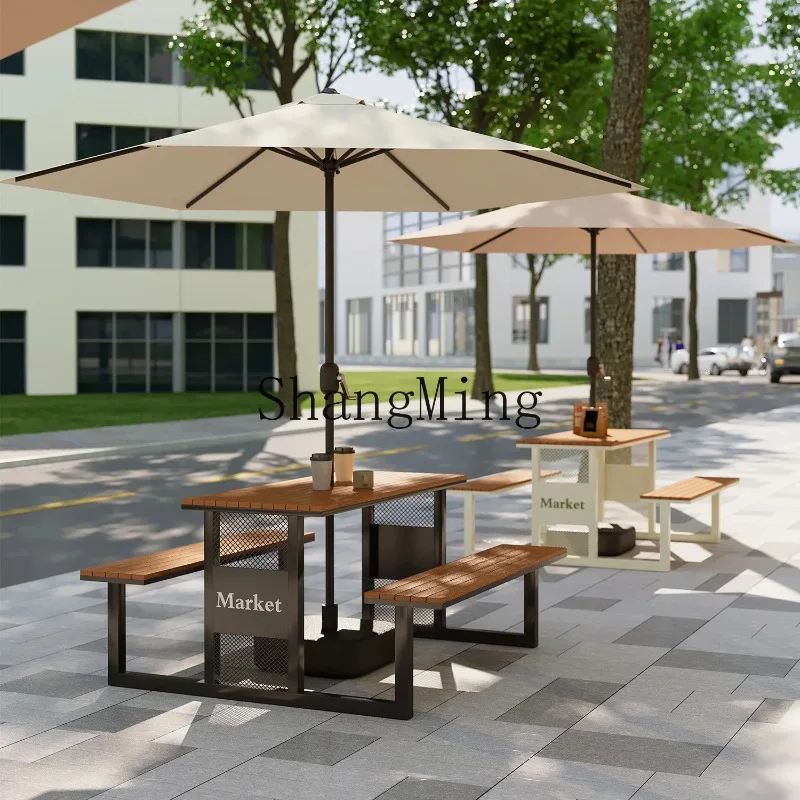 

CL деревянные столы и стулья, встроенные стулья, комбинация уличных скамейки во дворе под открытым небом, защита от солнца