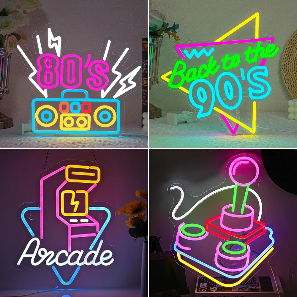 

To The 80s Back Neon LED Sign Retro Game Console Room Decoration For Retro Store Disco Living Room Party Dimmable Wall Lamp