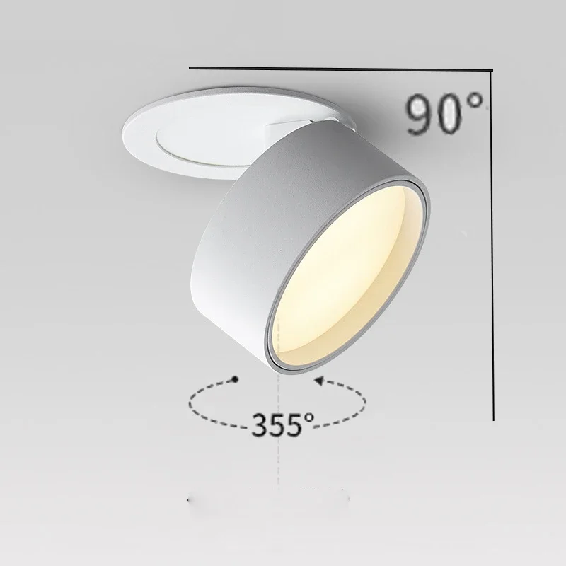 355 Degree Rotating Dimmable COB Spot Light Ceiling Lamp AC85-265V 7W 10W 12W AC85V-285V Recessed Foldable LED Downlight