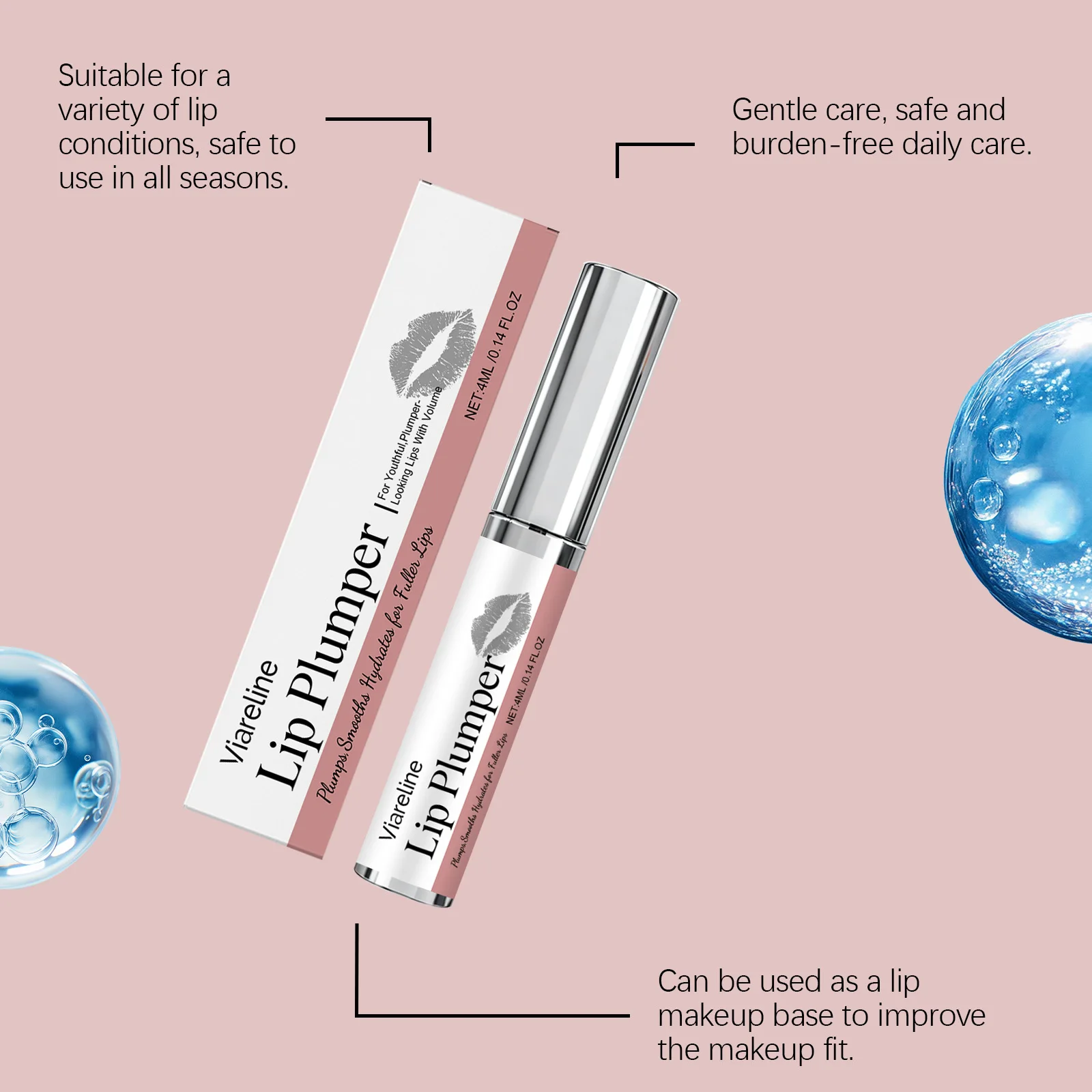 Voluminizador de Labios, Hidratación Profunda, Colágeno para Aumentar el Volumen de los Labios, Sin Parabenos, No Probado en Animales, Vegano, Hidratación Duradera, Humectación Profunda