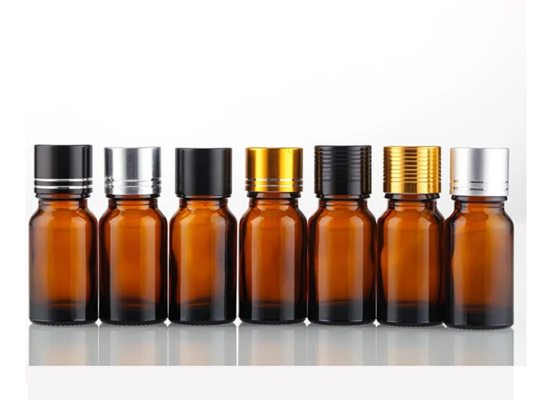 10ml green/blue/brown/clear glass bottle aluminum lid essential oil serum moisture liquid complex recovery cosmetic packing