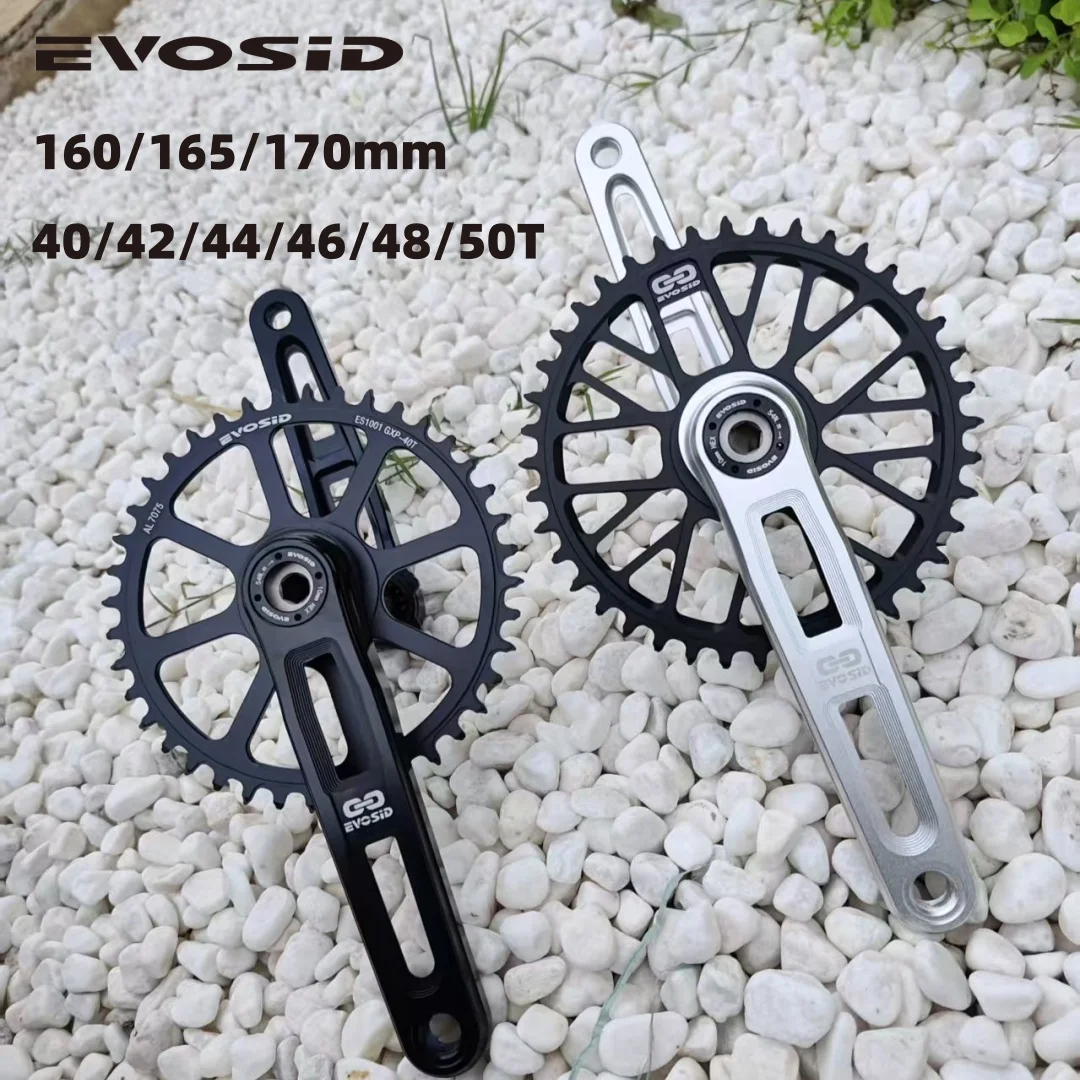 EVOSID Ultralight Road Bike Crank 160/165/170mm Gravel Bicycle Crankset 8S 9-12S Folding Bike Intregated Crank Chainring 40T-50T