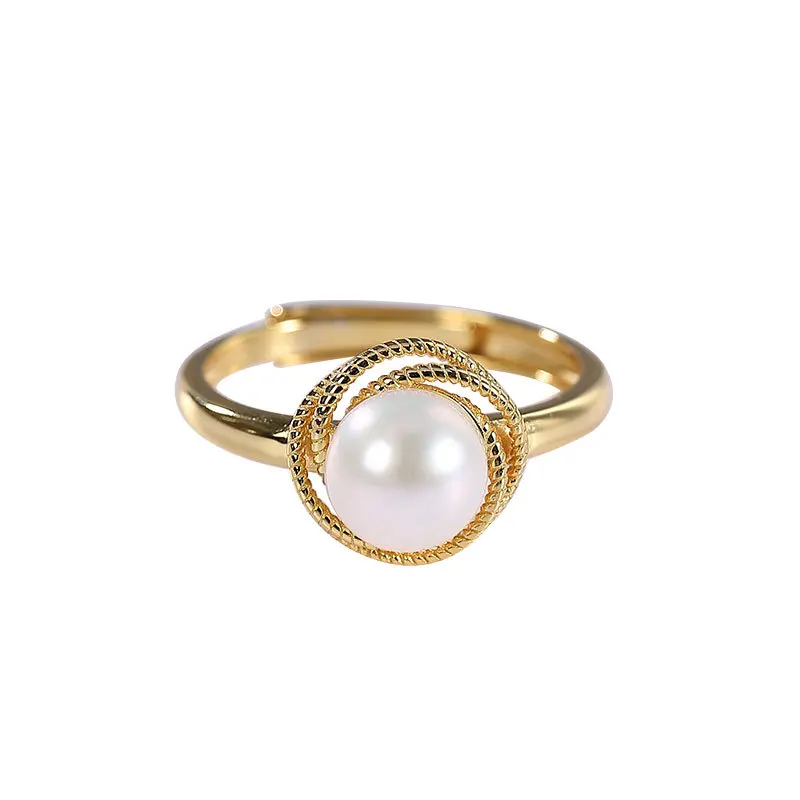 

Natural Freshwater Pearl 925 Silver Ring Baroque 14 K Gold Luxury Quality Jewelry Twisted Hoops Women Couple Gifts Dropshipping