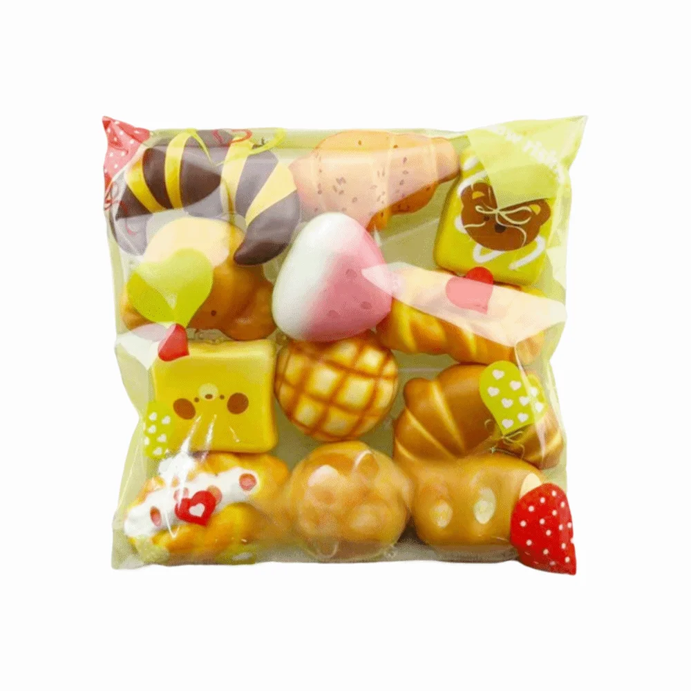 Creative Cartoon Bread Squeeze Bread Multicolor PU Pinch Le Stress Relief Phone Charm Squeeze Adult