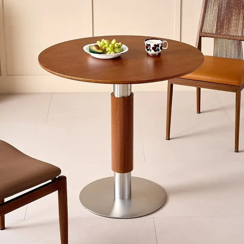 Vintage Solid Wood Round Restaurant Dining Table for Small Apartment Homestay Hotel Milk Tea & Coffee Shops-Household Use