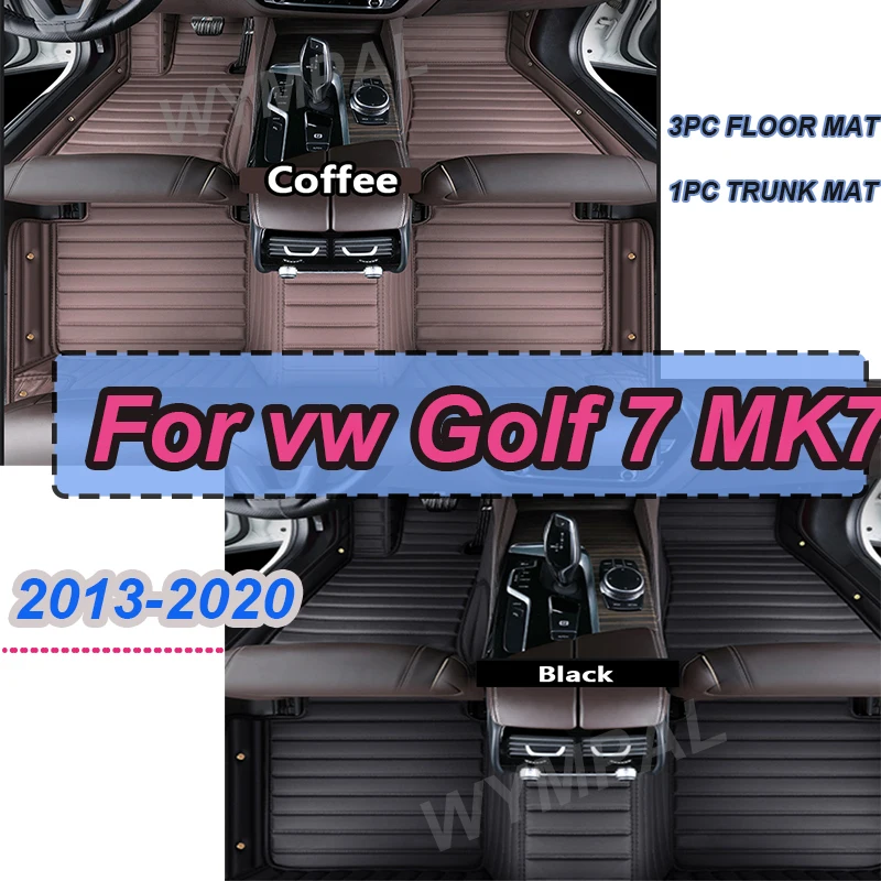 

LUXURY Car Floor Mats For VW vw Golf 7 MK7 2020 2019 2018 2017 2016 2015 2014 2013 Auto Interior Styling Protect Covers Carpets