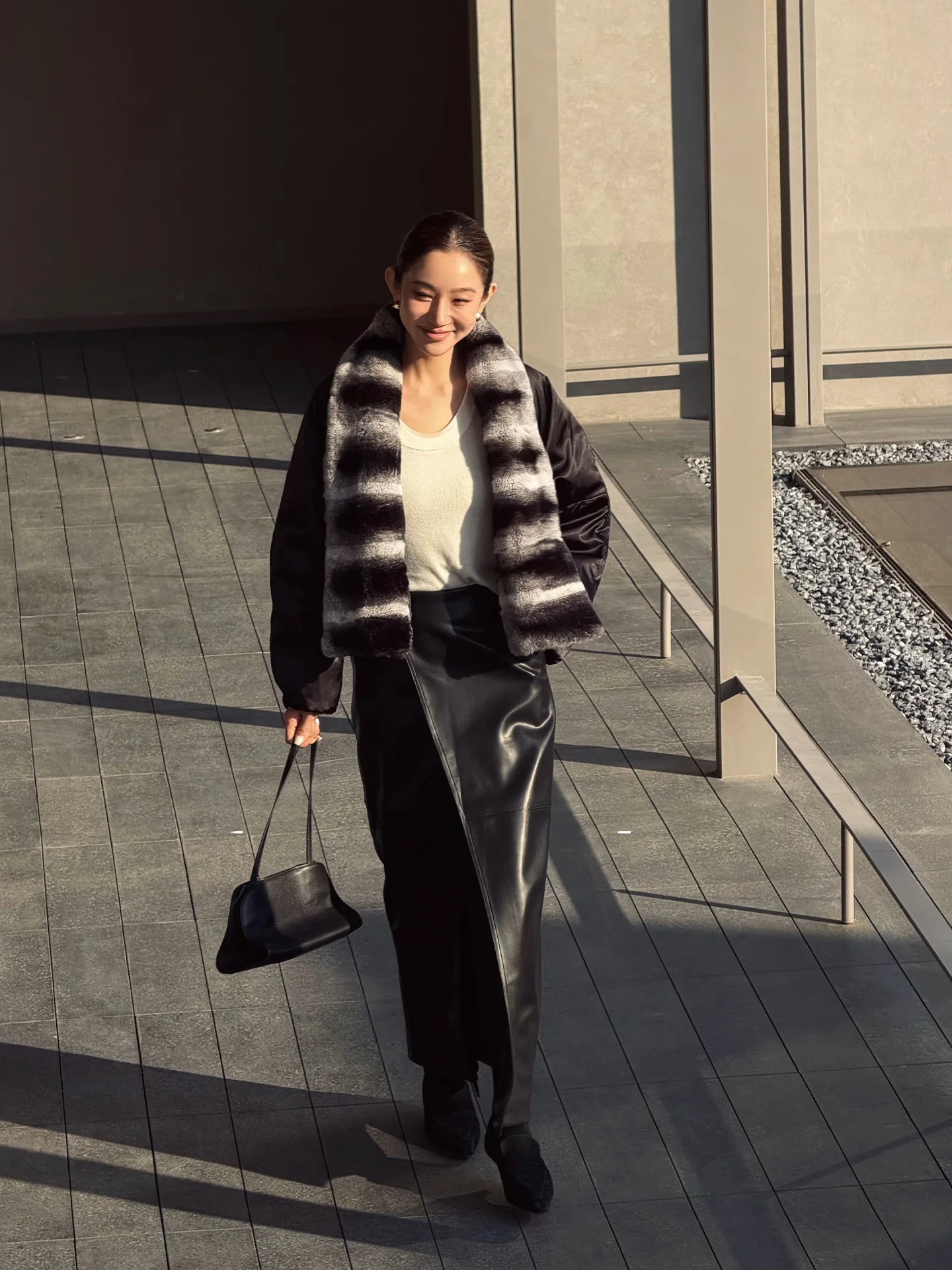 

LiHuiEr December Night Design Sensation Small ence PU Leather Skirt Winter Luxury High Waist Straight Cut Skirt