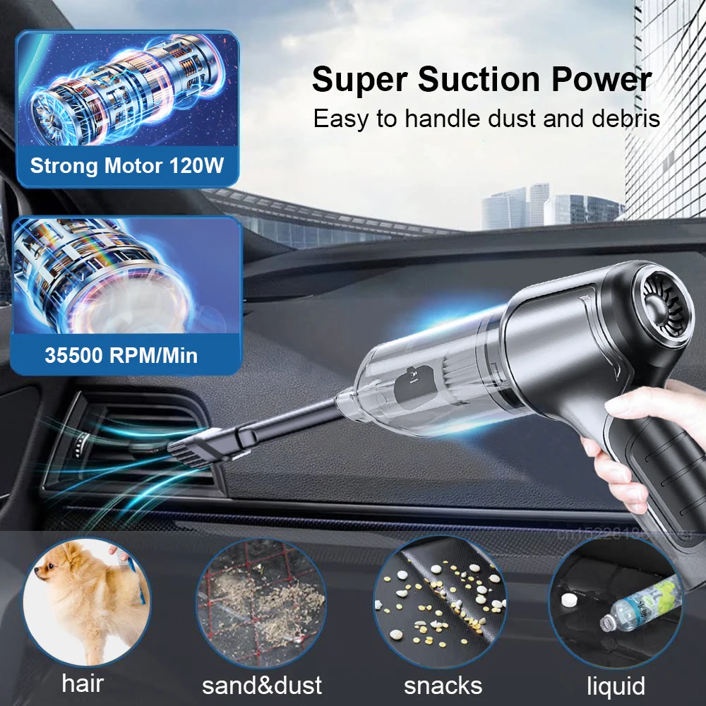 Car Vacuum Cleaner 95000PA High Power Wireless Handheld Vacuum Cleaner Cordless Powerful Hand Vacuum Cleaner Blower for Car Home